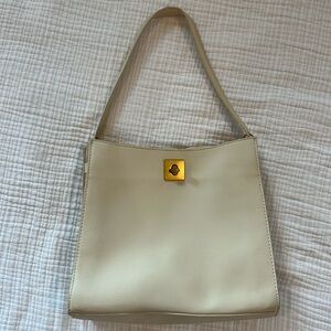 Zara Soft Faux Leather Cream Shoulder Bag Tote Purse w/ Good Hardware